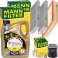 MANN INSPEKTIONSPAKET+5L TOTAL 5W40 MOTORÖL passend für RENAULT LAGUNA III 140PS