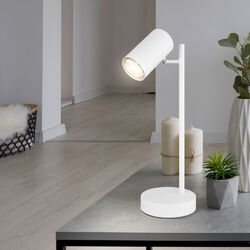 Tischlampe Tischleuchte Schreibtischlampe beweglich chrom weiß matt GU10 H 35cm
