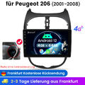 4+64GB Android 12 Autoradio Navi GPS Carplay Für PEUGEOT 206 206CC 206SW 2001-08