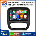 32GB Android 13 Für Opel Vivaro Renault Trafic Autoradio 9" GPS Navi CarPlay FM