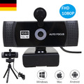 Webcam mit Mikrofon Stativ USB Full HD-Video 1080P 30fps Webkamera für PC Laptop