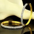 Ohrringe Creole oval Zirkonia weiss 750 Gold 18 Karat vergoldet gelbgold O2648S