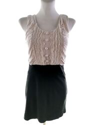 AX Paris  Größe 12 (40) Elfenbeinfarbe Kurz Minikleid Kleid Viskose Ärmellos Spi