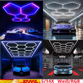 5/14X LED Hexagon Lampe Werkstatt Wand Garage Decken Leuchte Waben Beleuchtung