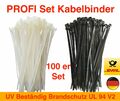 Kabelbinder 100 Stück Schwarz Weiss UV beständig Profi SET Brandschutz UL 94 V2