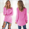 Pullover Pulli Damen Freizeit Longpullover Oberteile Damen Winter warm flauschig uni
