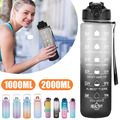1L/2L Trinkflasche Sport Travel Wasserflasche mit.Strohhalm BPA frei Tasse GYM