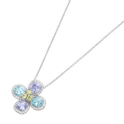 Giorgio Martello Milano Kette mit Anhänger Blüte mit bunten Zirkonia, Silber 925