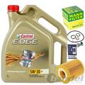 MANN ÖLFILTER+CASTROL EDGE 5W30 passend für BMW 1er E81 3er E46 90 Z4 E85 X1 E84