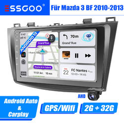 Autoradio Carplay Android 13 2+32G GPS SAT NAV RDS Kam Für Mazda 3 BL 2010-2013