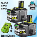 Für Ryobi P108 Akku 18V 6,0Ah 12,0Ah Lithium One Plus RB18L50 Batterie Ladegerät
