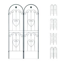 Rankgitter 2er Set Metall 180 x 50 cm Rankhilfe Garten Rundbogen Blume & Herz...