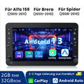 Android 13 Autoradio Carplay Für Alfa Romeo 159 Sportwagen Brera Spider GPS 32GB