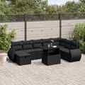 Gartenmöbel Sofa Garnitur Sitzgruppe Lounge 9-tlg. Schwarz Poly Rattan vidaXL