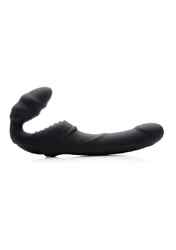 Strap U Slim Rider Ribbed Vibrating Strapless Strap-on Black Dildo Schwarz