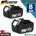 2er-Pack 18V / 8,0Ah für Makita Akku BL1860B- 2er Set - 197422-4 BL1850 BL1830