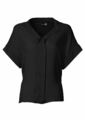 Damen Bluse Kurzarm Top Tunika Kragen Hemd Schwarz Viskose 915379 Bodyflirt