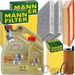 MANN INSPEKTIONSPAKET+6L CASTROL 5W-30 ÖL passend für BMW 5er F10 11 520d xDrive