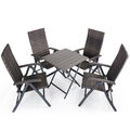 Balkonset 5 Tlg. Klappstühle Klapptisch Polyrattan Bistro-Set Gartenmöbel Grau N