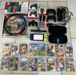 Nintendo Switch Konsole HAC-001 + 16 Videospiele (Pokémon, Zelda, Mario) 