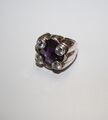 925 Sterling Silber Designer Amethyst ? Ring mit Zirkon  Gr. ca. 54 ( 17,2 mm)