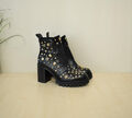 starke RAS High Heel Stiefeletten Echtleder m. Goldnieten Gr. 41  - TOP Zustand