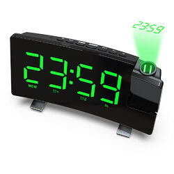 Neu LED FM Radiowecker mit Projektion Digital Funkuhr Dimmbar Tischuhr Alarm USB