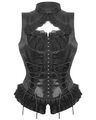 Dark In Love Damen Gothic Burlesque Schnürung ärmellos Bluse Top