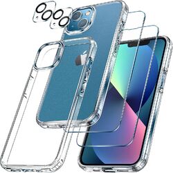 Handy Hülle Für iPhone 16 15 14 13 12 11 Pro Max Mini Silikon Case Schutz Bumper1x Hülle / 2x Schutzglas / 2x Kameraschutz