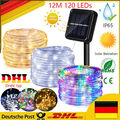 12M/120 LED Solar Lichterkette Lichtschlauch Beleuchtung Garten Party Deko Außen