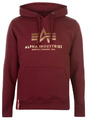 Alpha Industries Herren Burgund Basic Kapuzenpullover Hoodie Top klein NEU