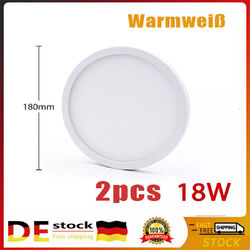 2x LED Deckenleuchte Rund Panel Deckenlampe Wohnzimmer Schlafzimmer 18W Warmweiß