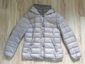 Daunen-Steppjacke Gr. 38/40 s.Oliver grau 2in1-Optik Kapuze Puffer warm Damen