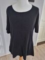 EMILIA LAY Schlichter Kurzarm Pullover lang, schwarz, Gr. 42 NEU