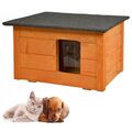 QLS Hunde- Katzenhaus aus Holz 53x39 cm Isoliert Winterfest Montiert Outdoor