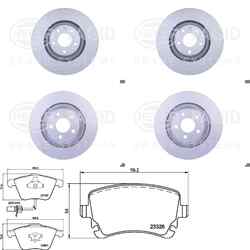 HELLA PAGID BREMSENSET VORNE + HINTEN passend für AUDI A6 Allroad C6 4FHVA 347x30mm PR-NR. = 1ZL | HA 330x22mm PR-Nr. = 1KW