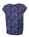 Next Marineblaue lockere Passform Bluse mit Grafikdruck und Kurzarm