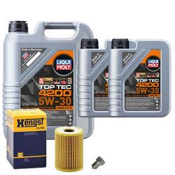 Motoröl 5W30 LIQUI MOLY Top Tec4200 7L+HENGST Ölfilter+Ölablassschraube