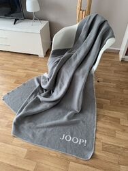 JOOP! Wohndecke 150x200 cm zweifarbig Grau, Baumwolle Wendedecke Decke Sofa Bett