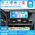 12.3" IPS Autoradio CarPlay Android 14 GPS Navi DAB+ Für BMW X3 F25 X4 F26 NBT