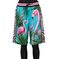 DOLCE & GABBANA x DJ KHALED Bermudas Shorts mit Flamingo Print Blau Pink 1136o