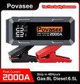 Povasee Auto KFZ Starthilfe 12V Jump Starter 2000A Ladegerät Booster Powerbank