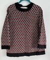 Goat Library Wollmix rot schwarz weiß geometrisches Muster Pullover mit Reißverschluss Detail UK14