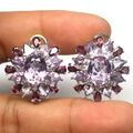 Edelstein Pink Amethyst & Violett Rot Rhodolit Granat Ohrringe 925 Silber