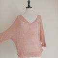 Damen Made In Italy Häkel Netz Sterne Pullover passt UK 8-14 Altrosa