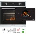 KB-ELEMENTS Herdset 70L Einbaubackofen 60cm + 77cm 5-Zonen Induktionskochfeld