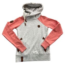 Naketano Kapuzen Pullover Damen S Grau Rosa Sweater Sweatshirt