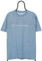 Champion T-Shirt Einzel Stich 90s Spellout Logo SPORTS Vintage Blau - M