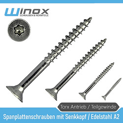 Spanplattenschrauben Edelstahl A2 V2A VA Torx Holzschrauben Teilgewinde Senkkopf⭐️⭐️⭐️⭐️⭐️ BESTER-Preis✅TOP-Qualität✅SCHNELLER-Versand✅