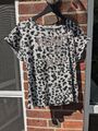 T-Shirt Leo animal Pailetten Street one schwarz grau 36